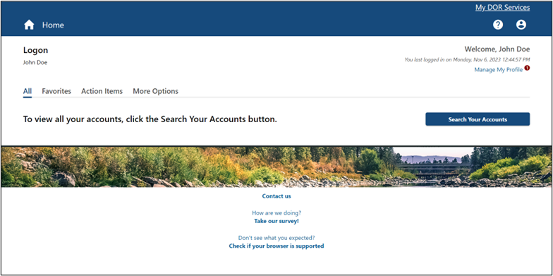 Image of My DOR screen