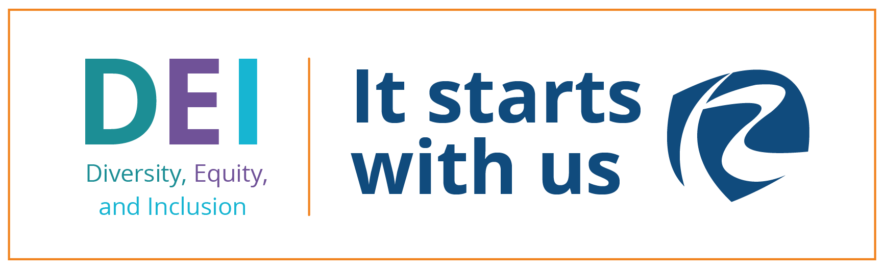 Colorful text logo reading "DEI, Diversity, Equity, Inclusion - It starts with us," and the Department of Revenue R symbol.