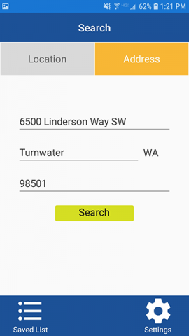 Search Address screen shot