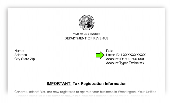 tax registation letter arrow to Letter ID