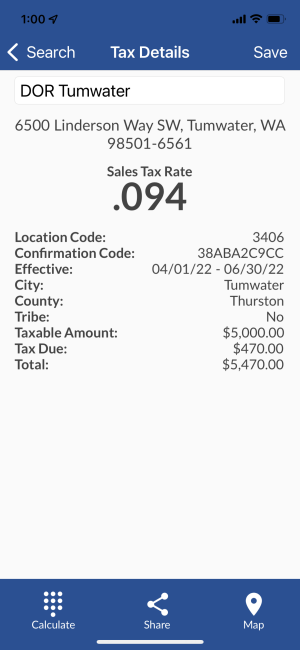 Tax Rate Lookup App | Washington Department of Revenue